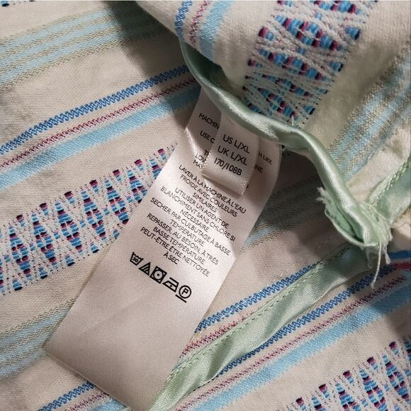 Anthropologie Multi Stripe Cotton Blend Hooded Jacket Size L/XL - Picture 10 of 14